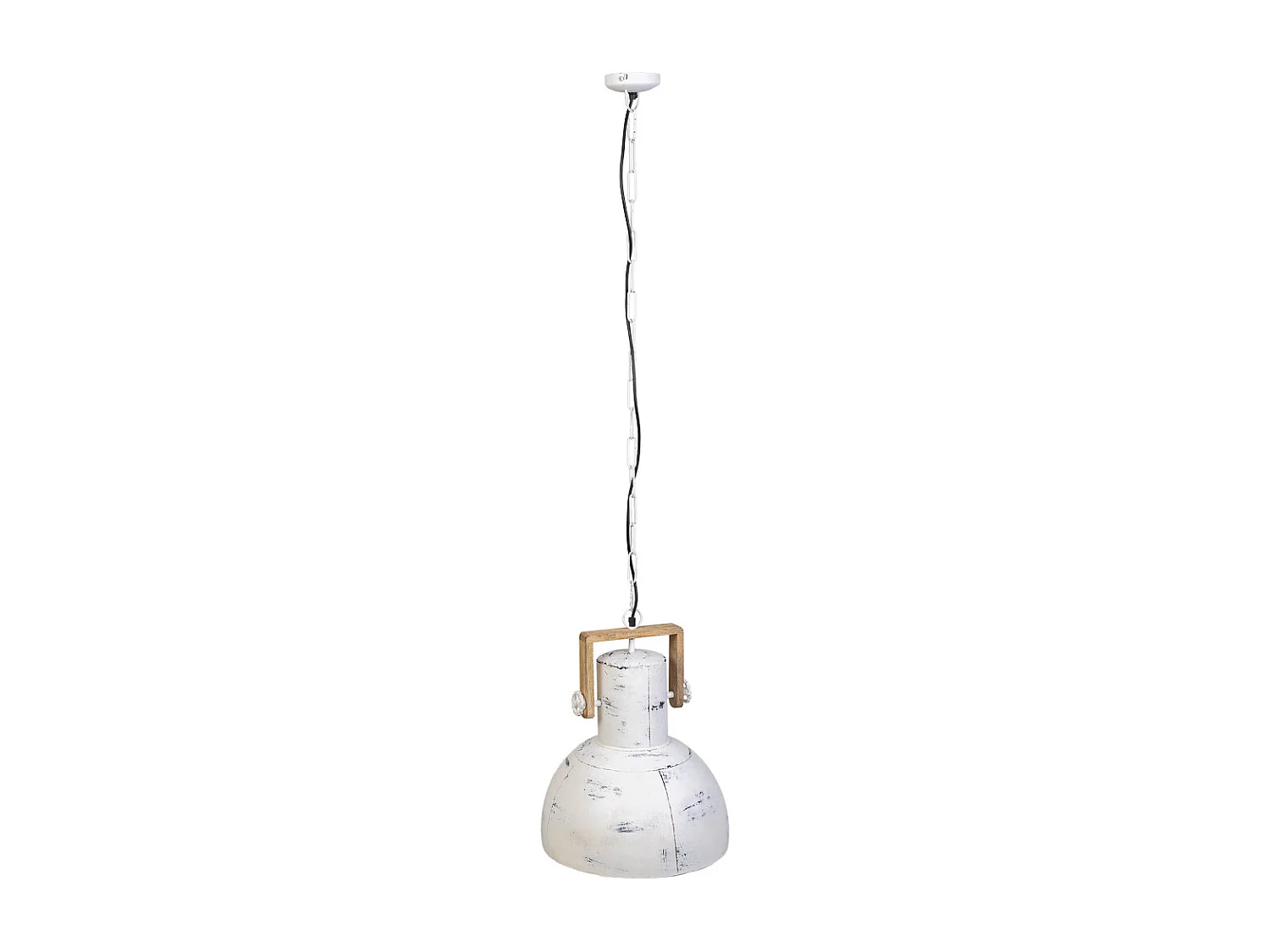 Plafoniera in legno bianco e metallo 41x41x52h