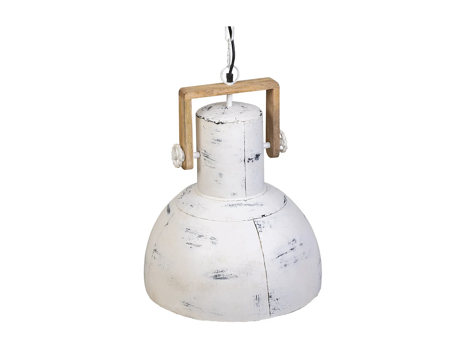 Plafoniera in legno bianco e metallo 41x41x52h