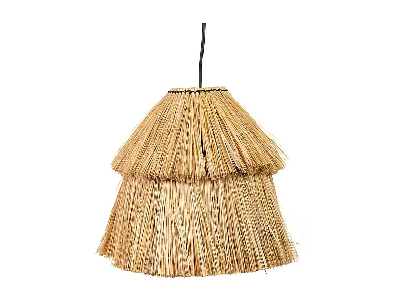 Candeeiro de teto em fibra natural castanha 38x38x30