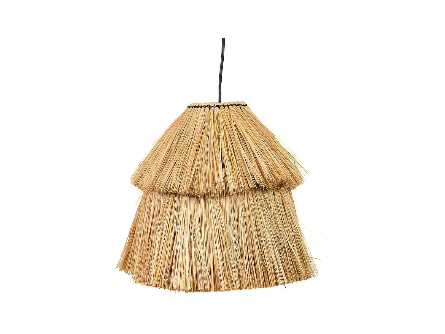 Braune Deckenleuchte aus Naturfaser, 38x38x30h cm