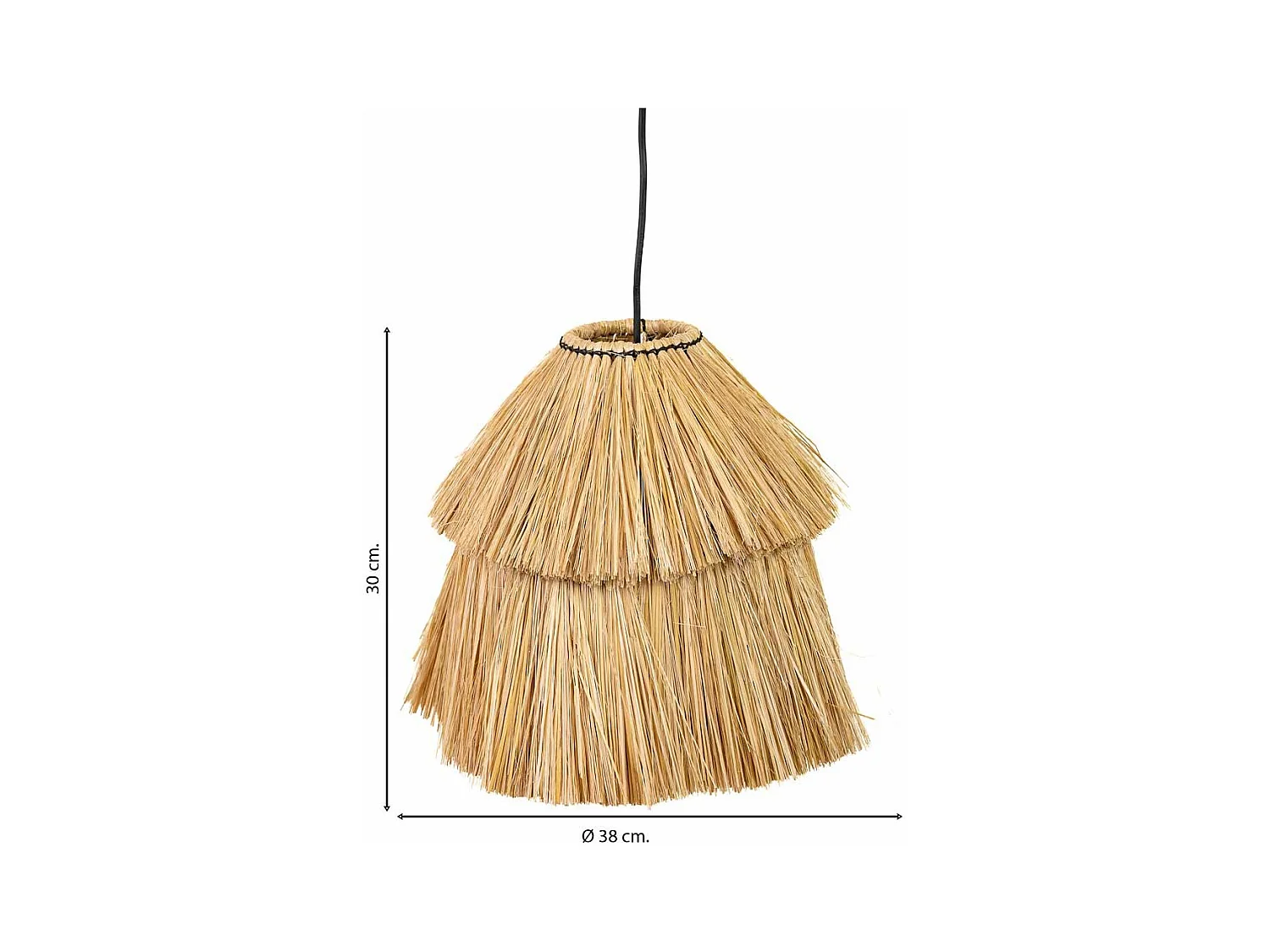 Braune Deckenleuchte aus Naturfaser, 38x38x30h cm