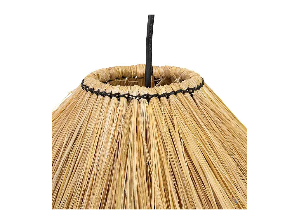 Braune Deckenleuchte aus Naturfaser, 38x38x30h cm