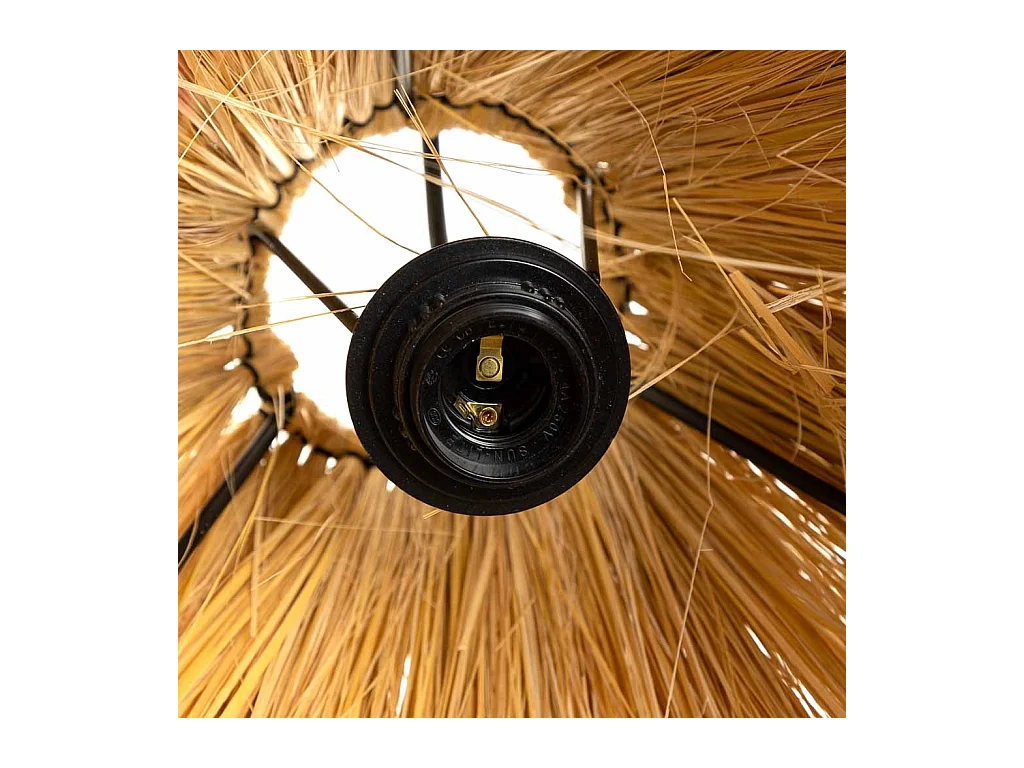 Braune Deckenleuchte aus Naturfaser, 38x38x30h cm