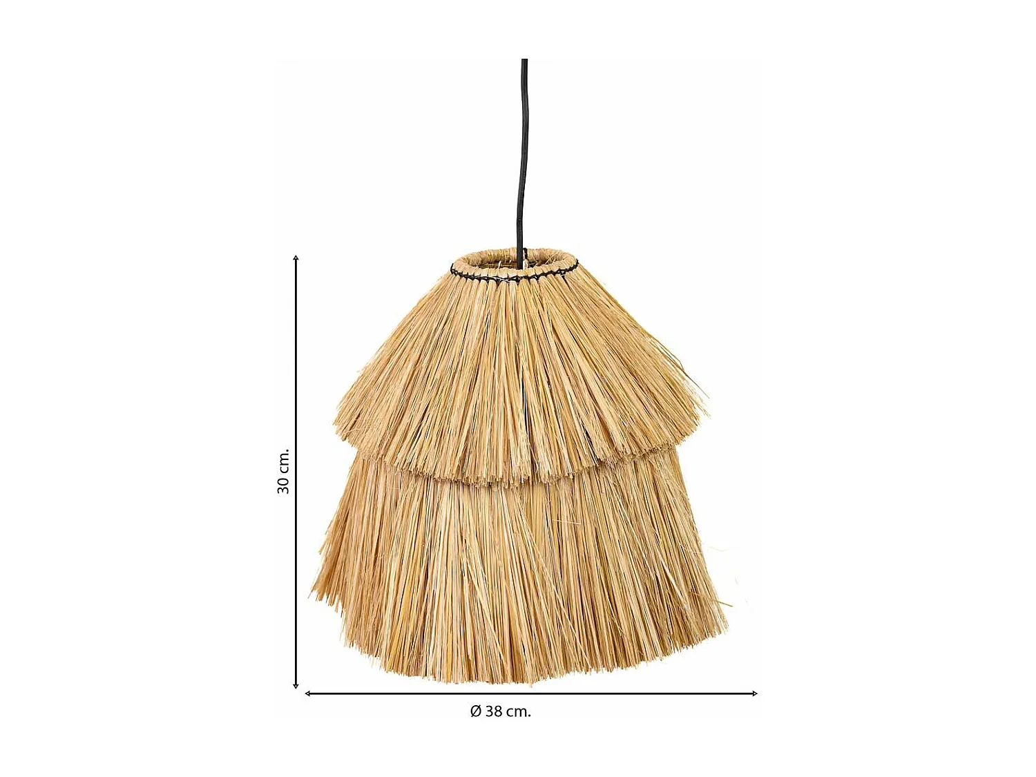 Lampara de techo de fibra natural marrón 38x38x30