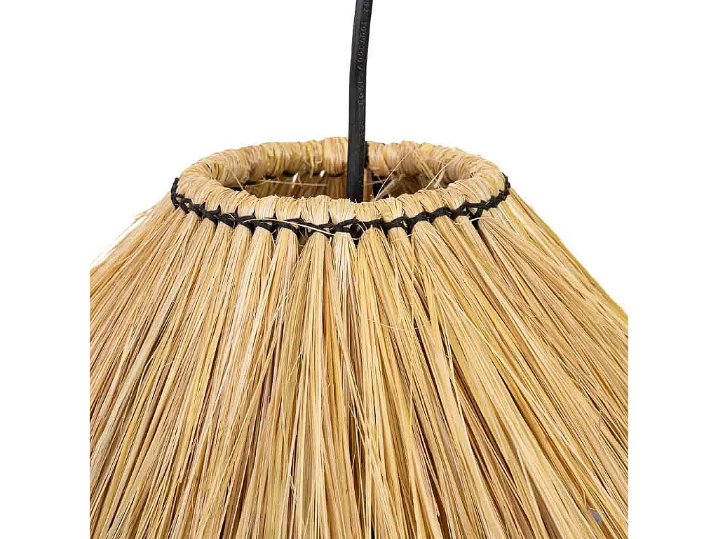 Lampara de techo de fibra natural marrón 38x38x30