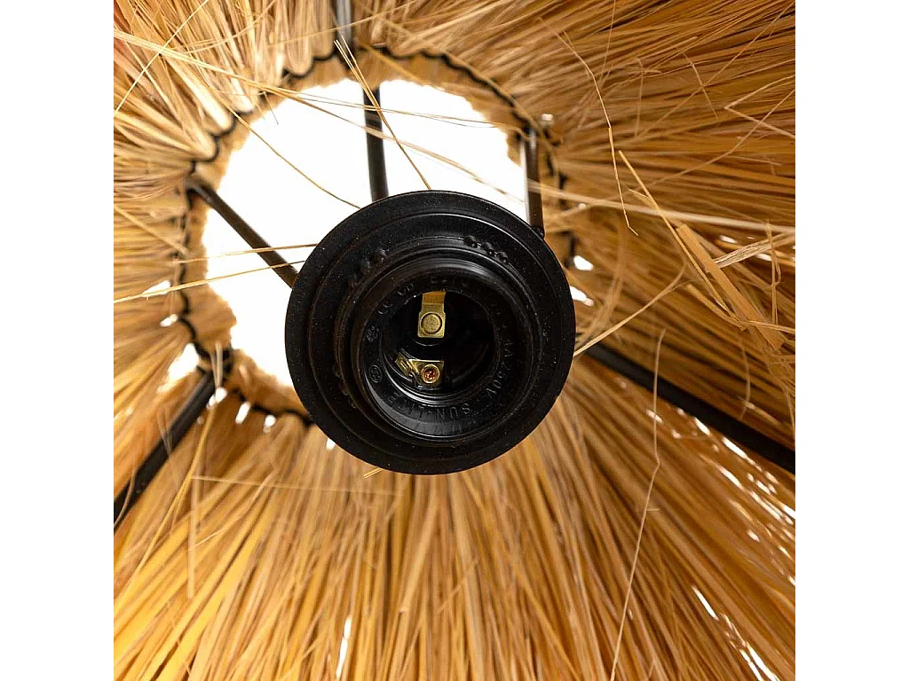 Lampara de techo de fibra natural marrón 38x38x30