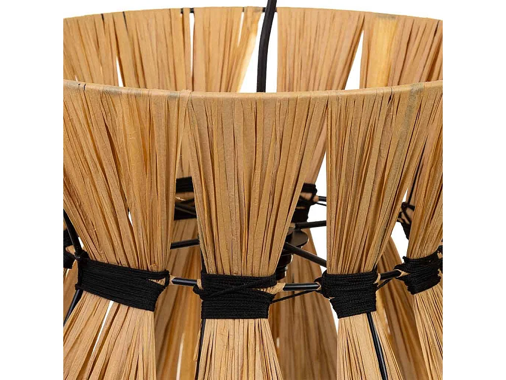 Lámpara de techo de rafia y metal marrón 41x41x31h cm