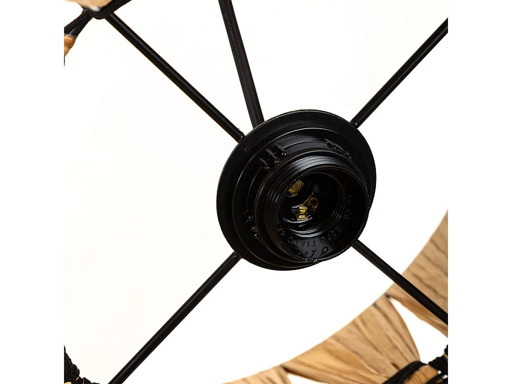 Lámpara de techo de rafia y metal marrón 41x41x31h cm