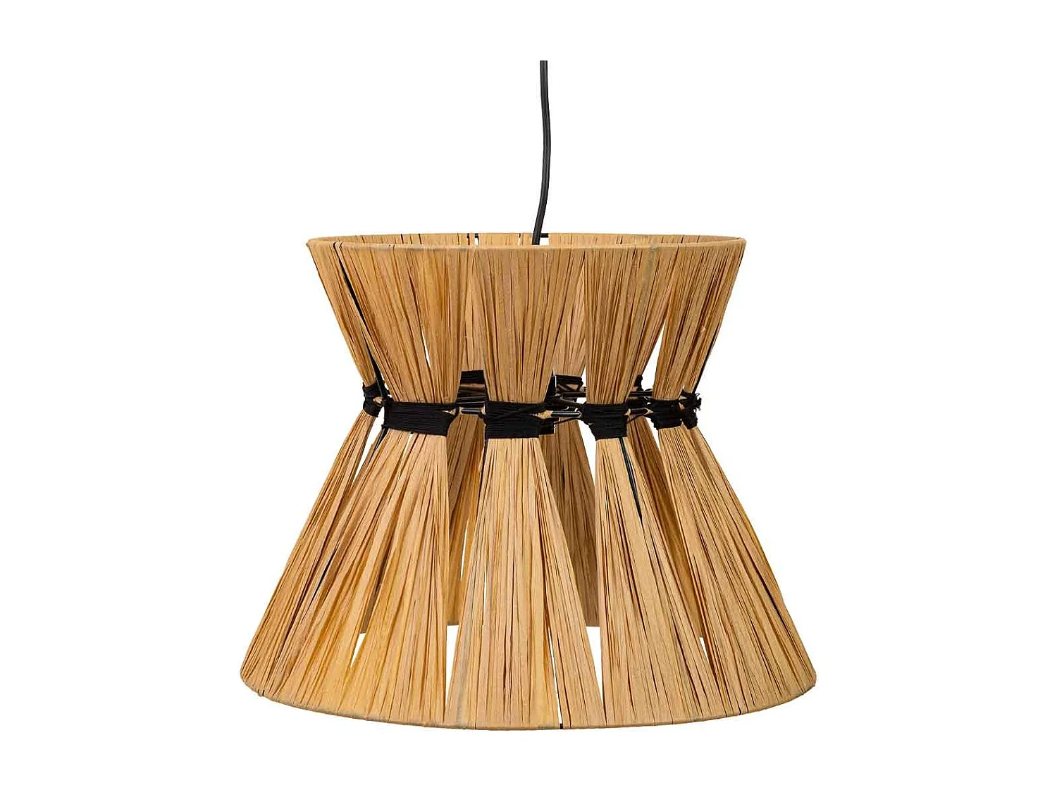 Lampada da soffitto in rafia e metallo marrone 41x41x31h cm