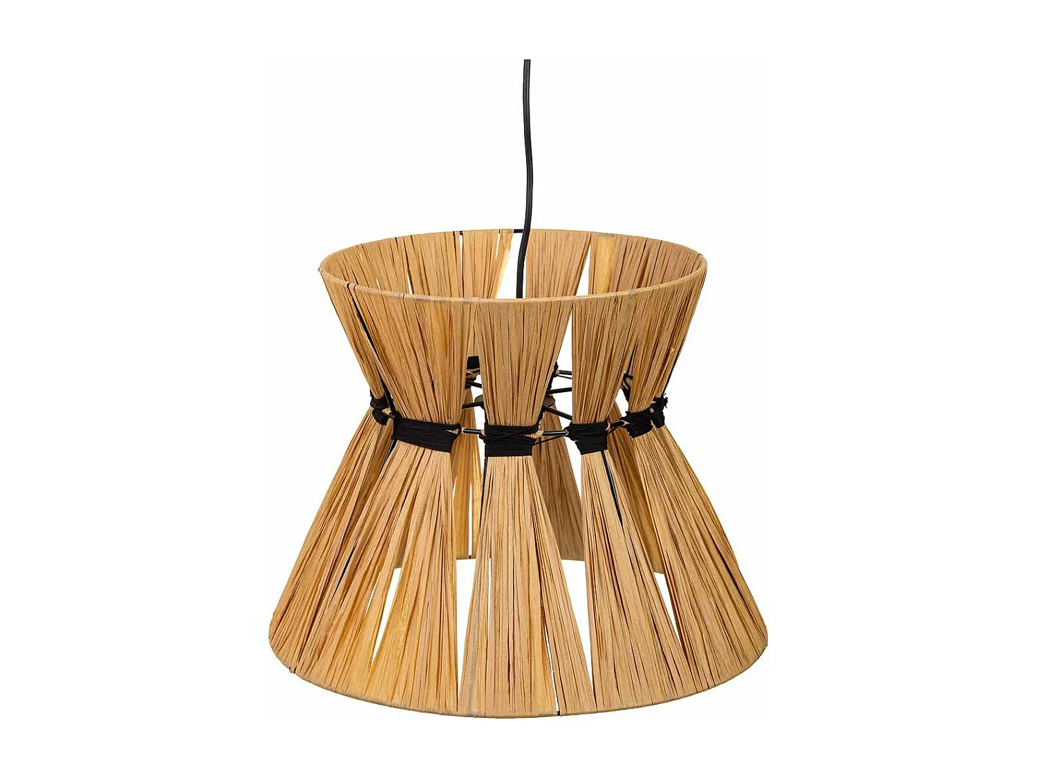Lampada da soffitto in rafia e metallo marrone 41x41x31h cm