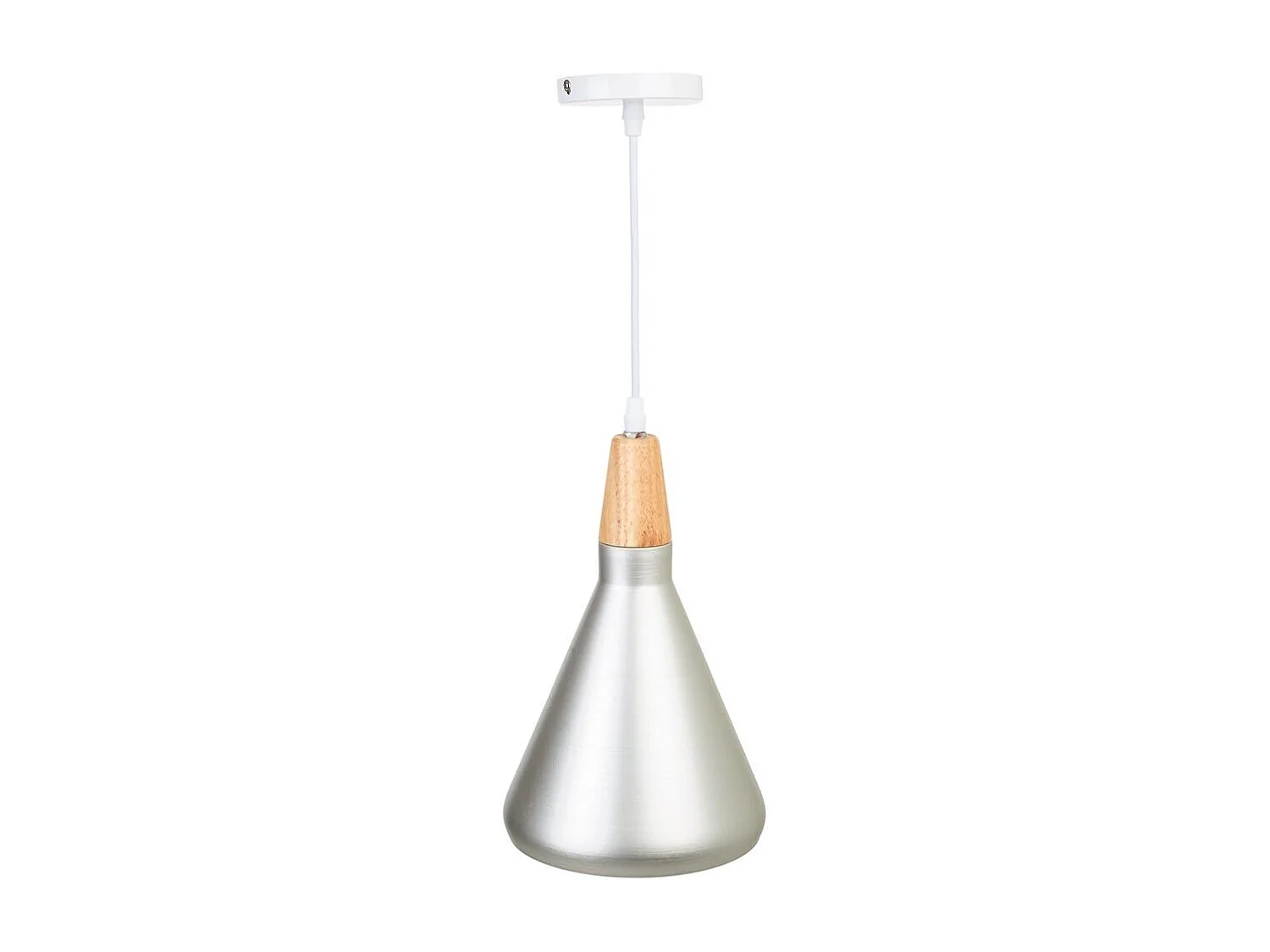 Lampada a sospensione in legno e metallo argento 18x18x31h
