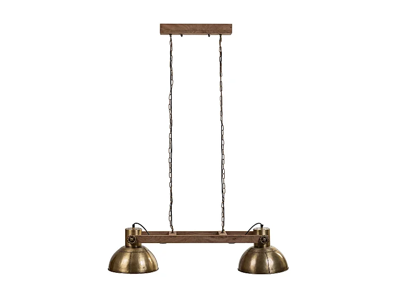 Candeeiro de teto em madeira dourada e metal 110x30x30