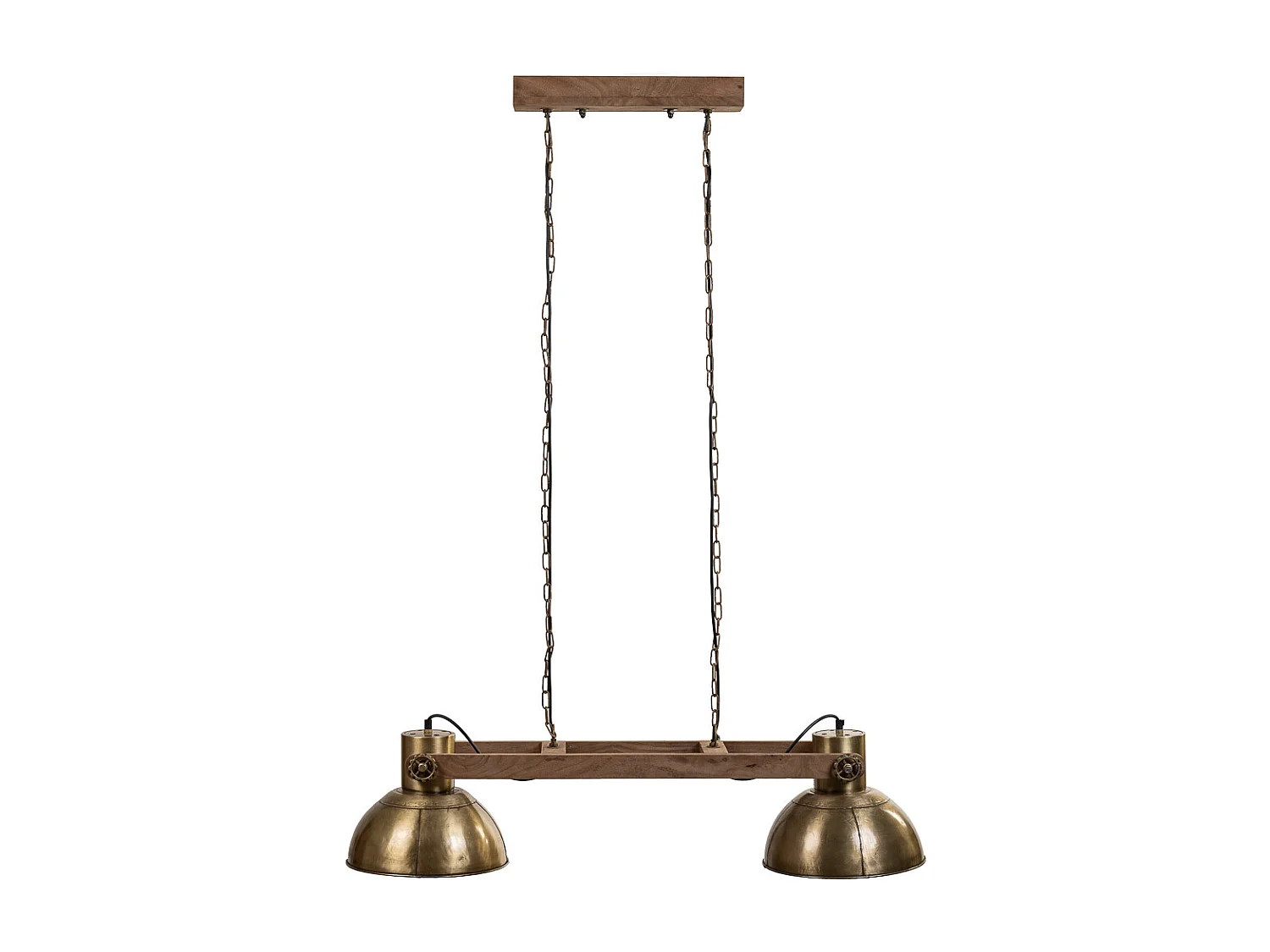 Lampara de techo de madera y metal dorada 110x30x30