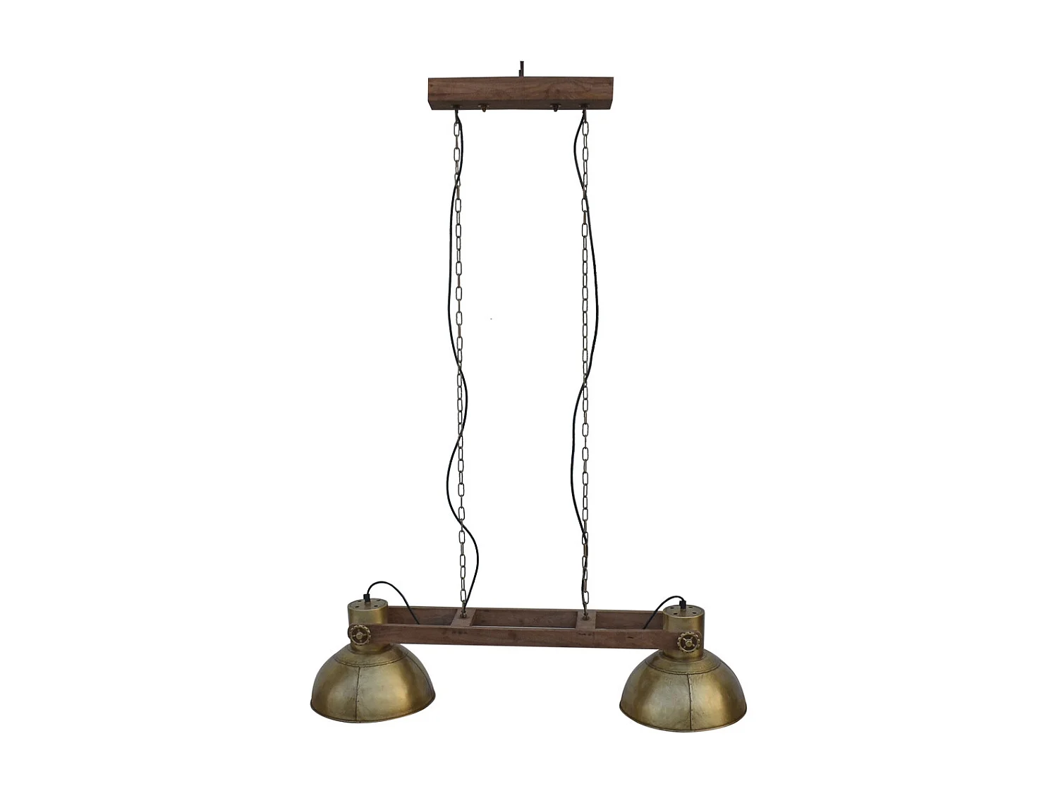 Lampara de techo de madera y metal dorada 110x30x30