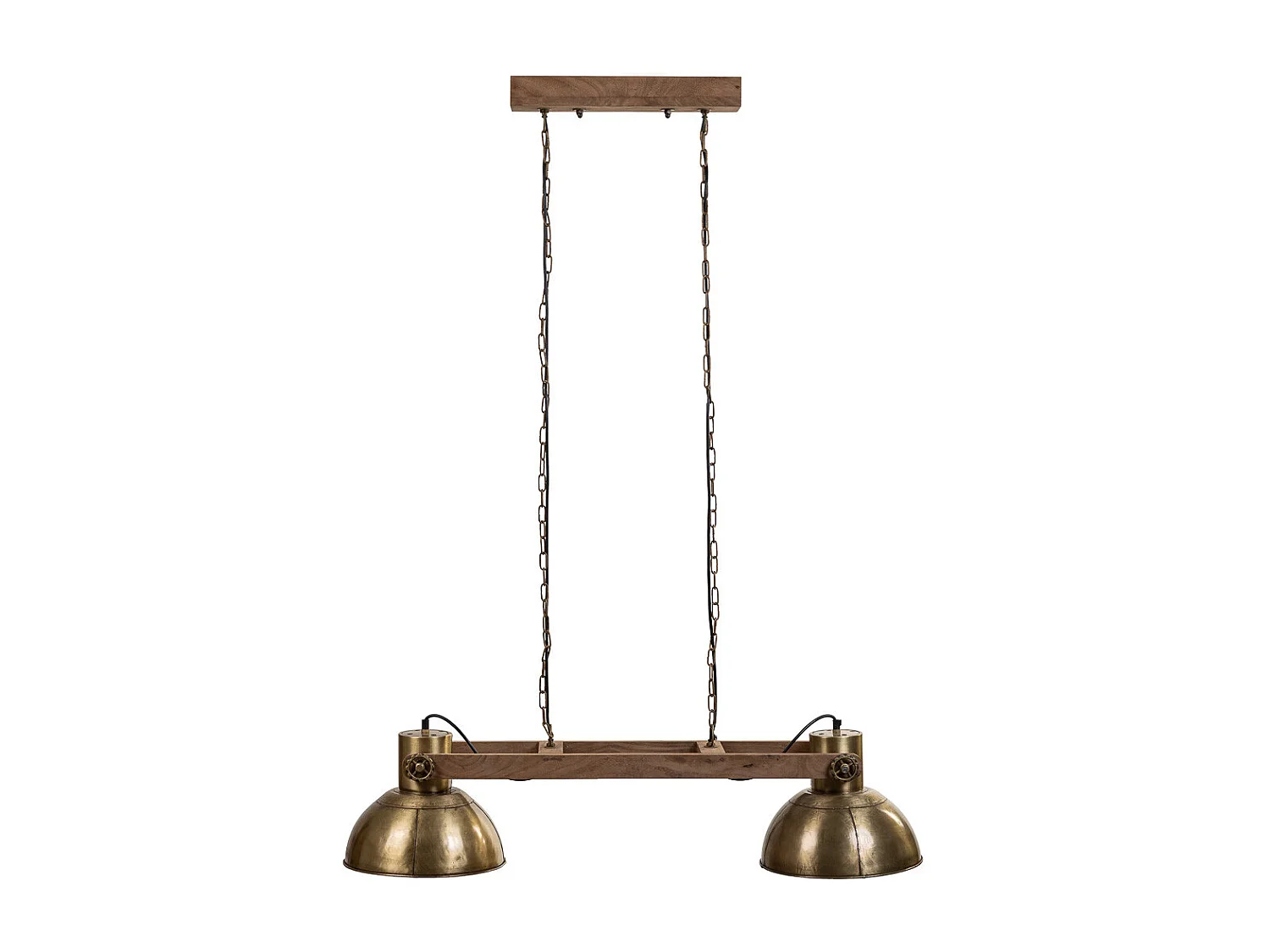 Lampara de techo de madera y metal dorada 110x30x30