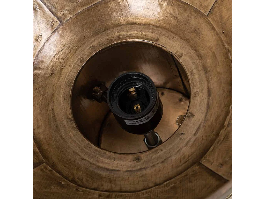 Lampara de techo de madera y metal dorada 110x30x30