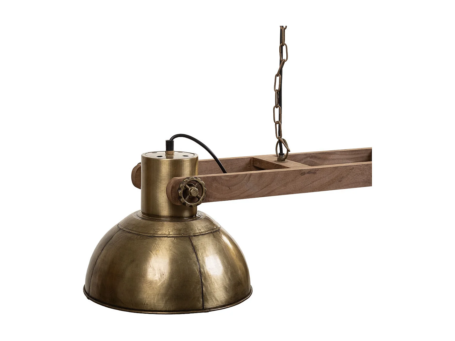 Goldene Deckenleuchte aus Holz und Metall 110x30x30h cm