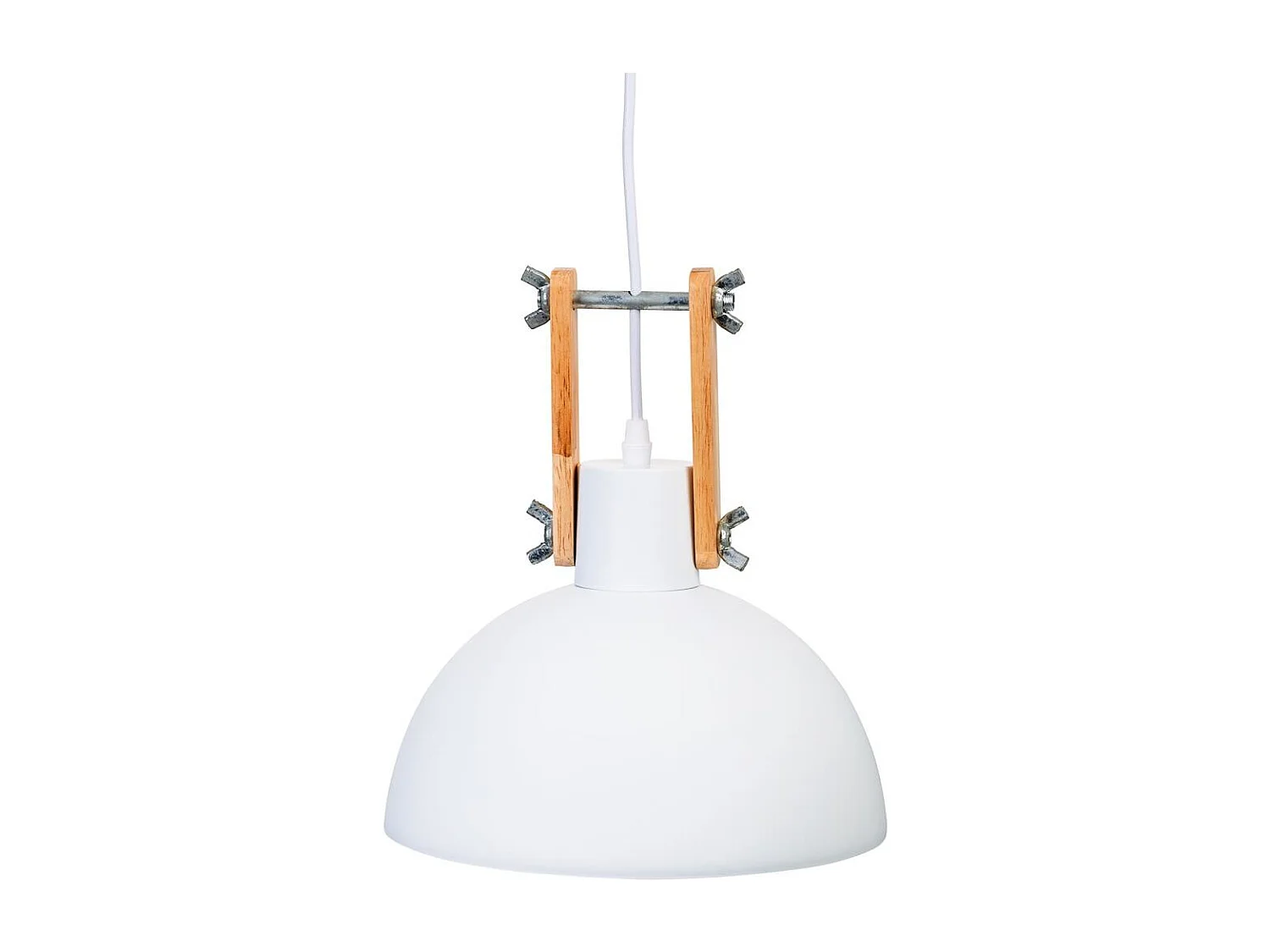 Candeeiro de teto branco madeira e metal 25x25x32