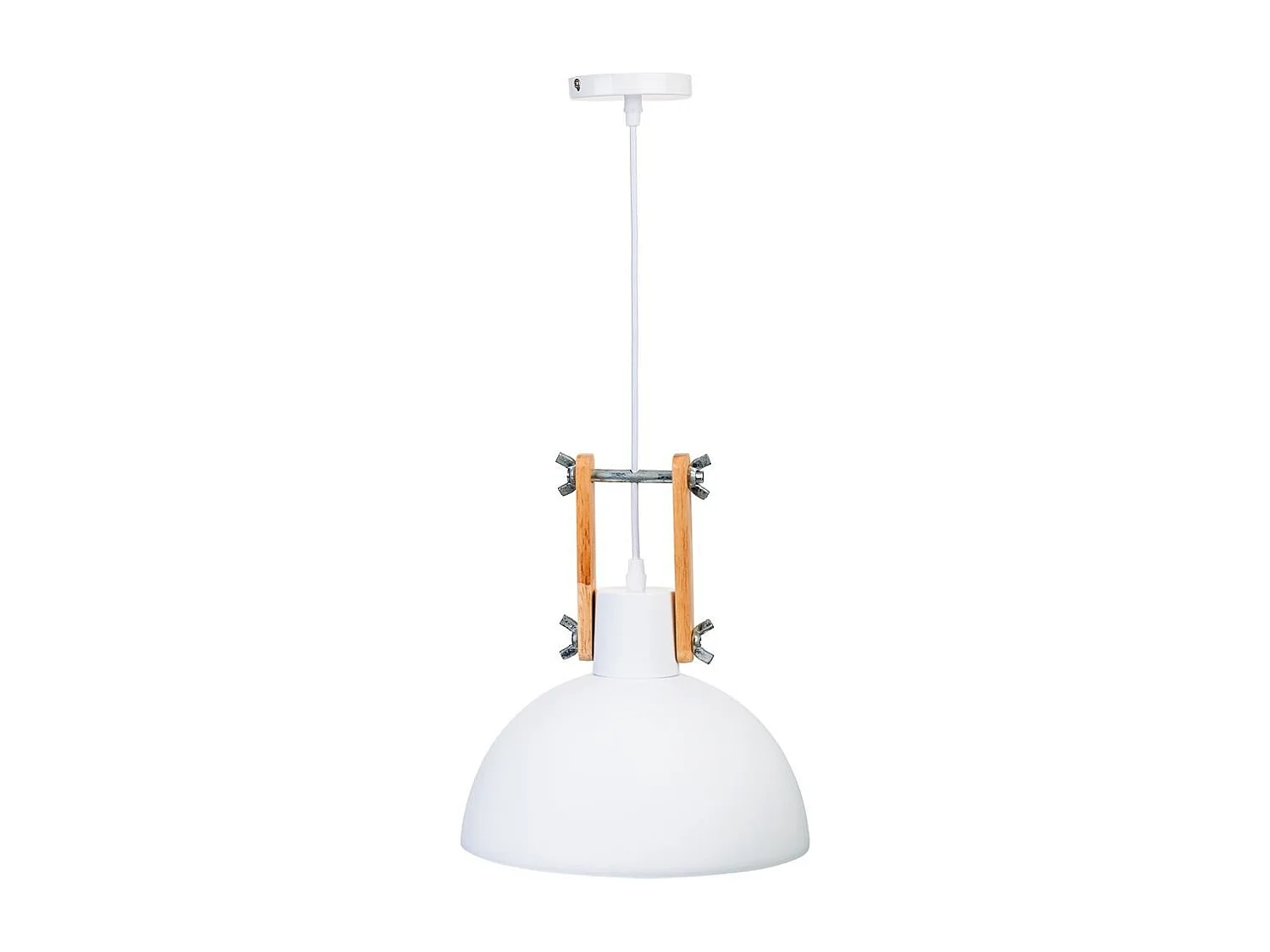 Candeeiro de teto branco madeira e metal 25x25x32