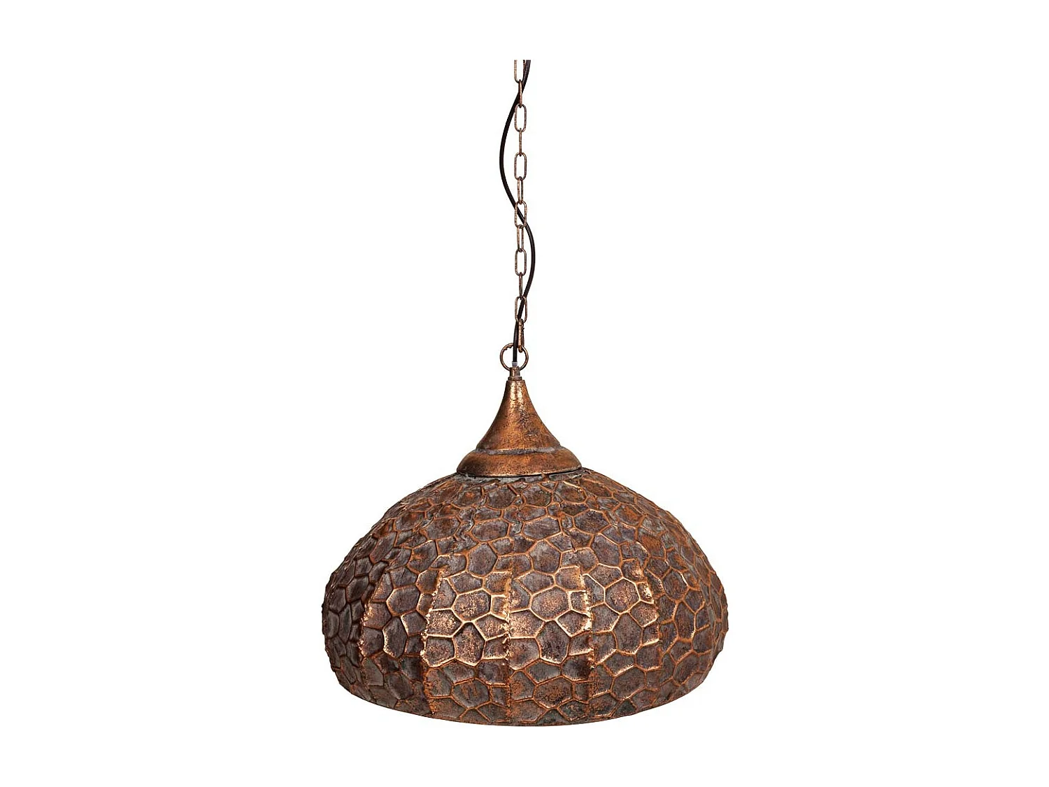 Plafoniera in metallo dorato 49x49x39/100h