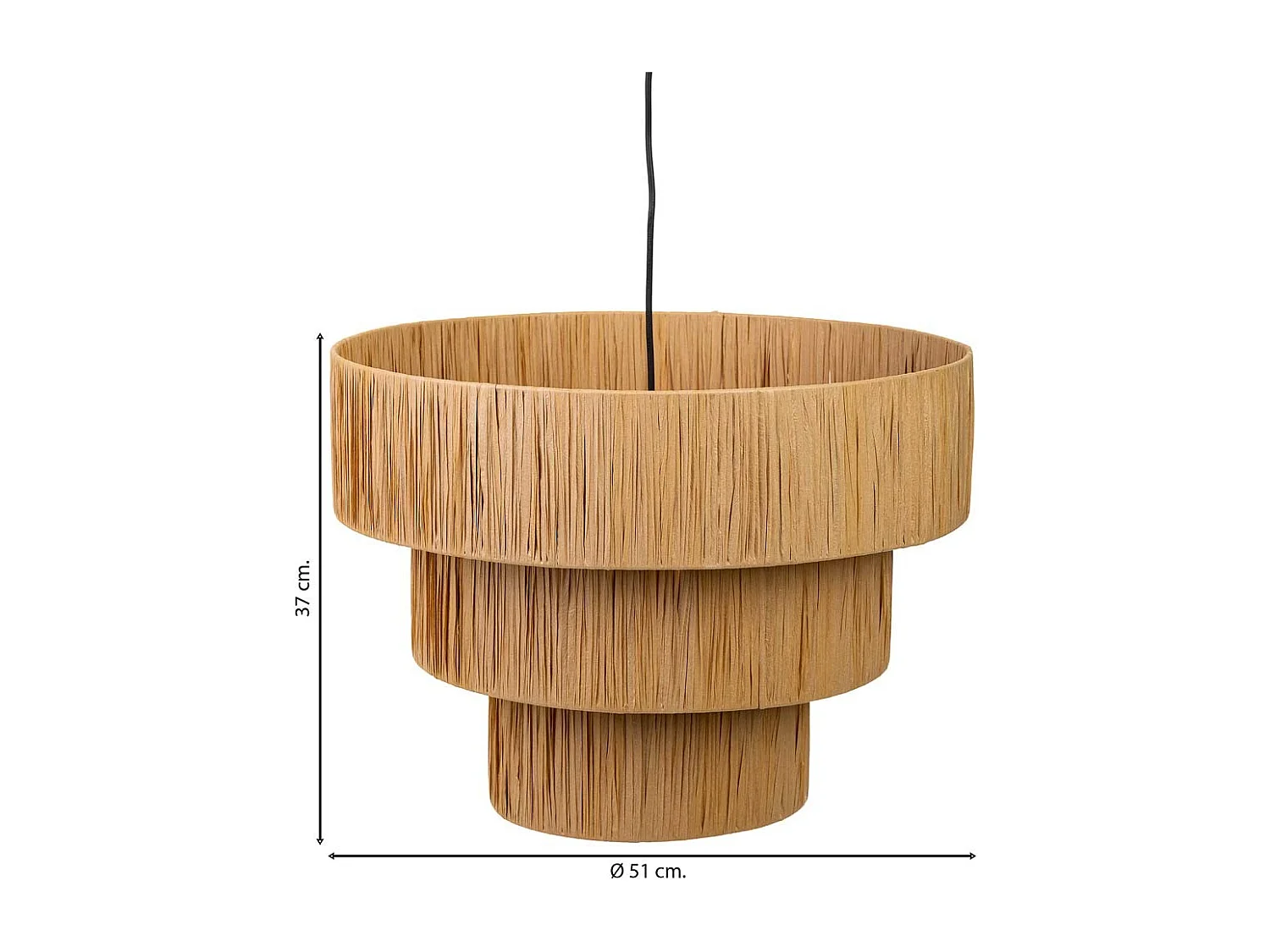 Lampe de plafond en rafia et métal marron 51x51x37h