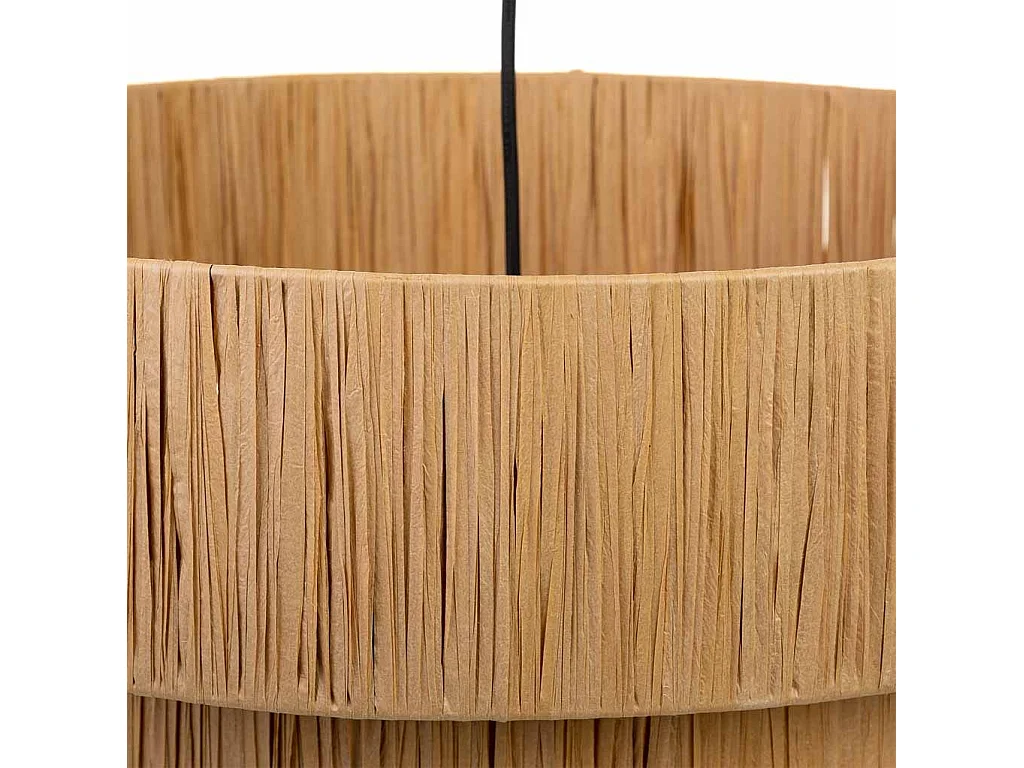 Lampe de plafond en rafia et métal marron 51x51x37h