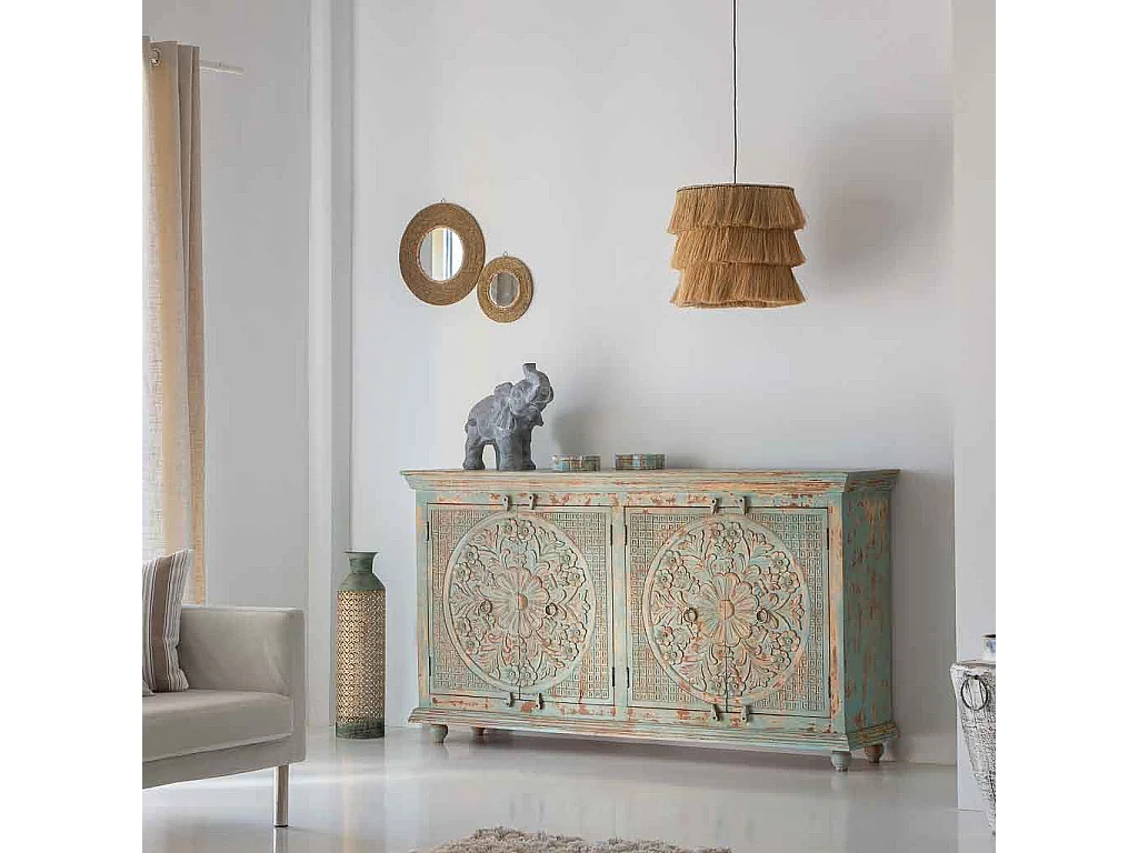 Braune Deckenleuchte aus Naturfaser, 38x38x38h cm