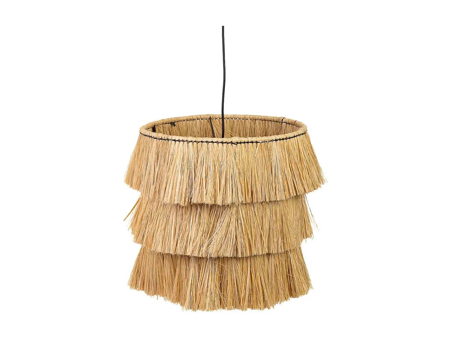 Candeeiro de teto em fibra natural castanha 38x38x38