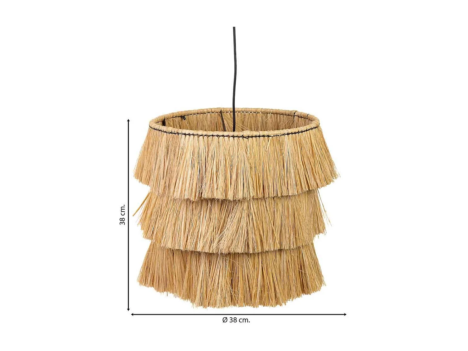 Candeeiro de teto em fibra natural castanha 38x38x38