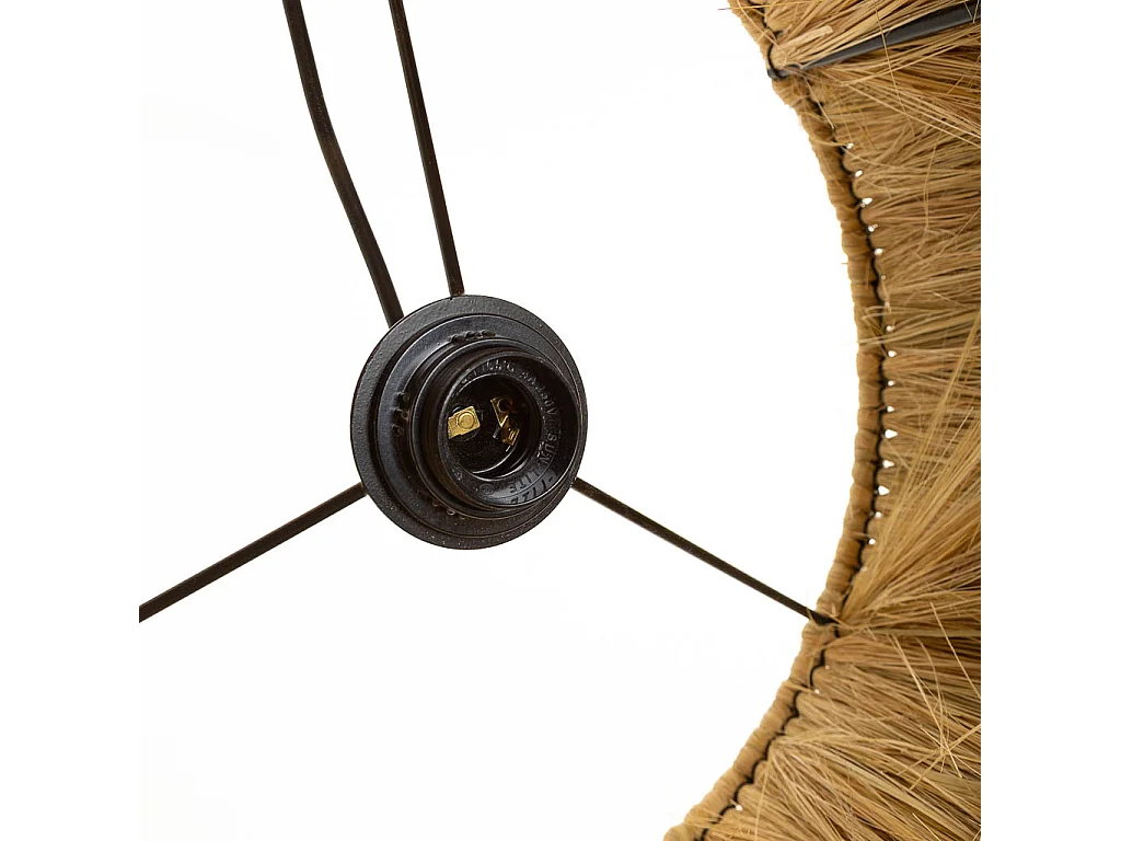 Candeeiro de teto em fibra natural castanha 38x38x38