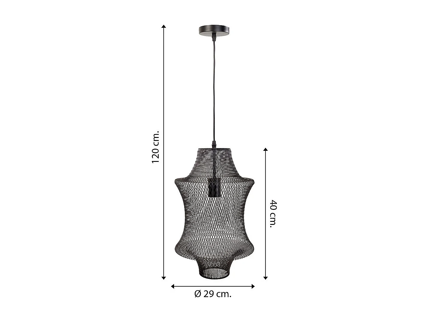 Candeeiro de teto em metal preto 29x29x40/120