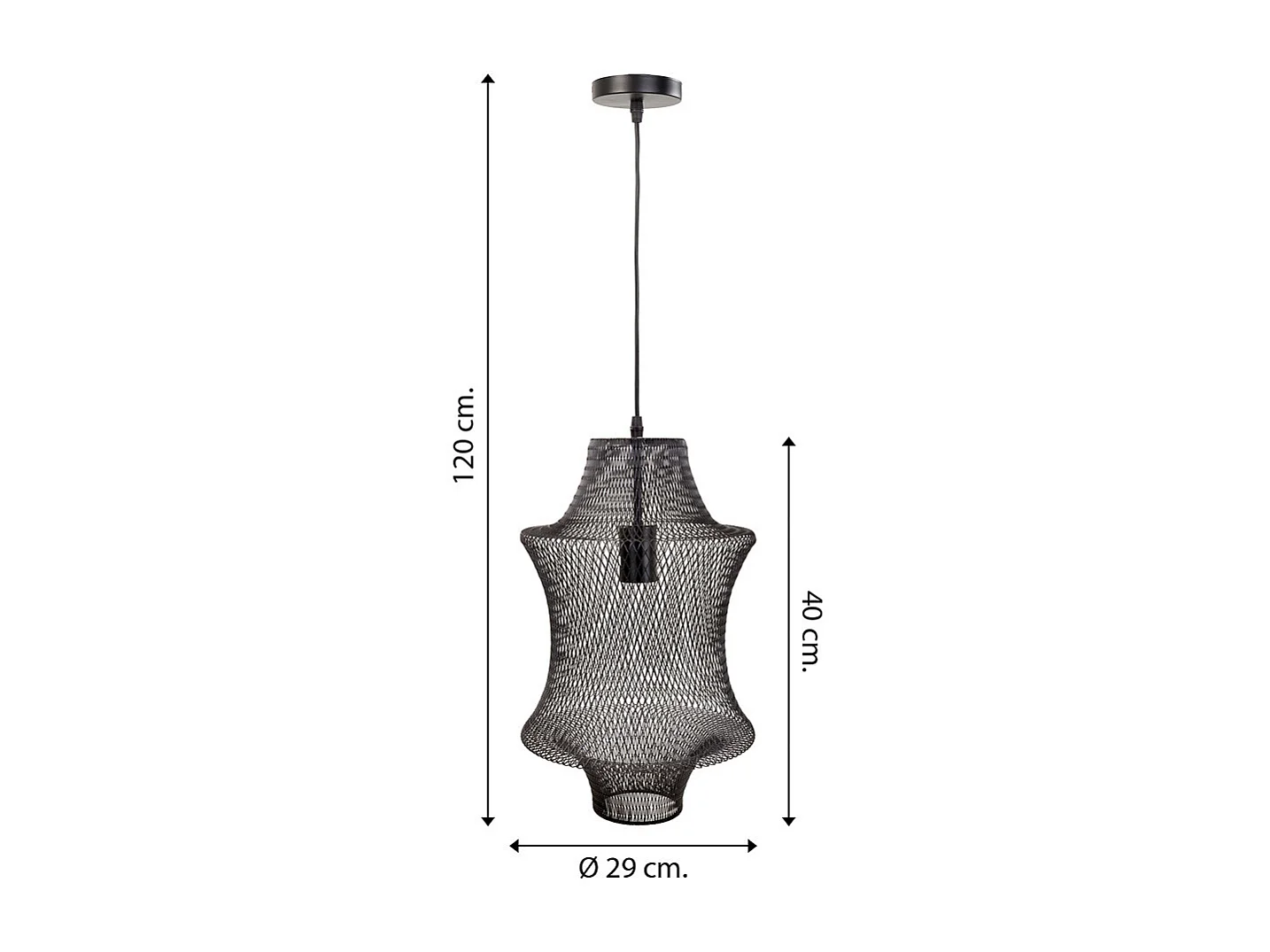 Candeeiro de teto em metal preto 29x29x40/120