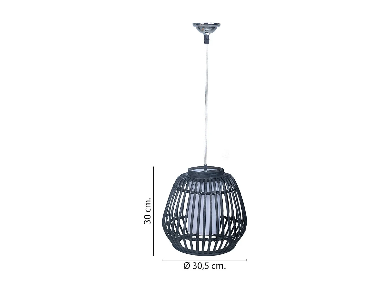 Lampada da soffitto in bambù nero 30,5x30,5x30h