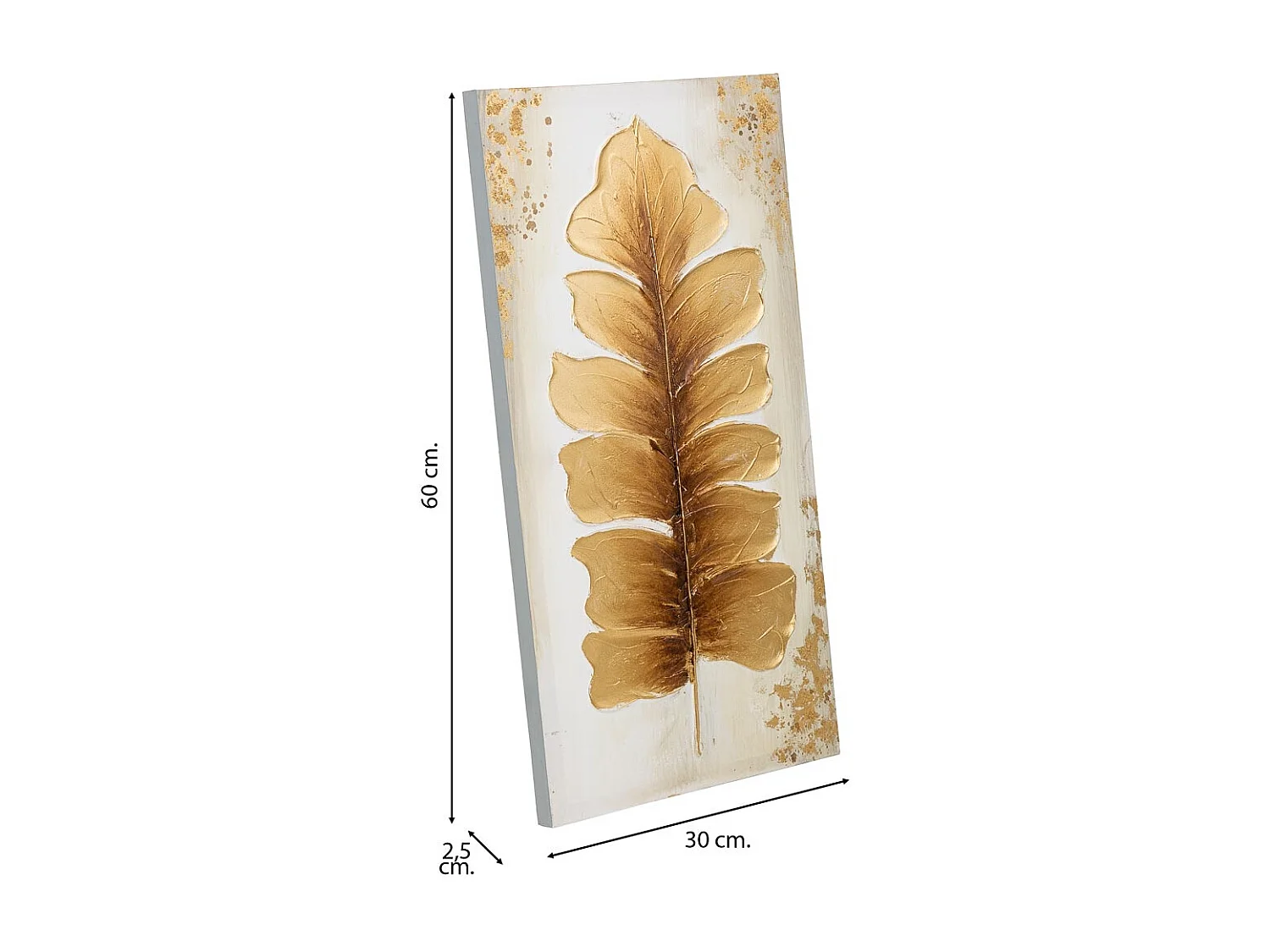 Pintura pintada à mão com relevo dourado 30x60x2,5