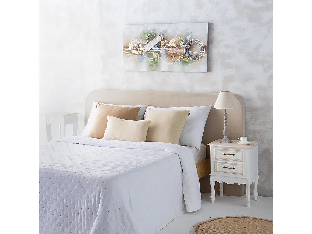 Cuadro pintado a mano con relieve gris 50x100x3