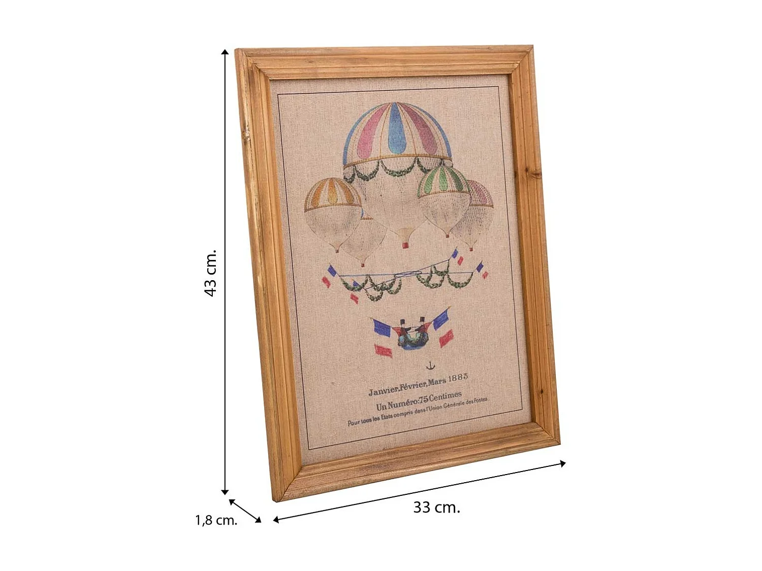 Quadro em madeira e tecido estampado 33x43x1,8