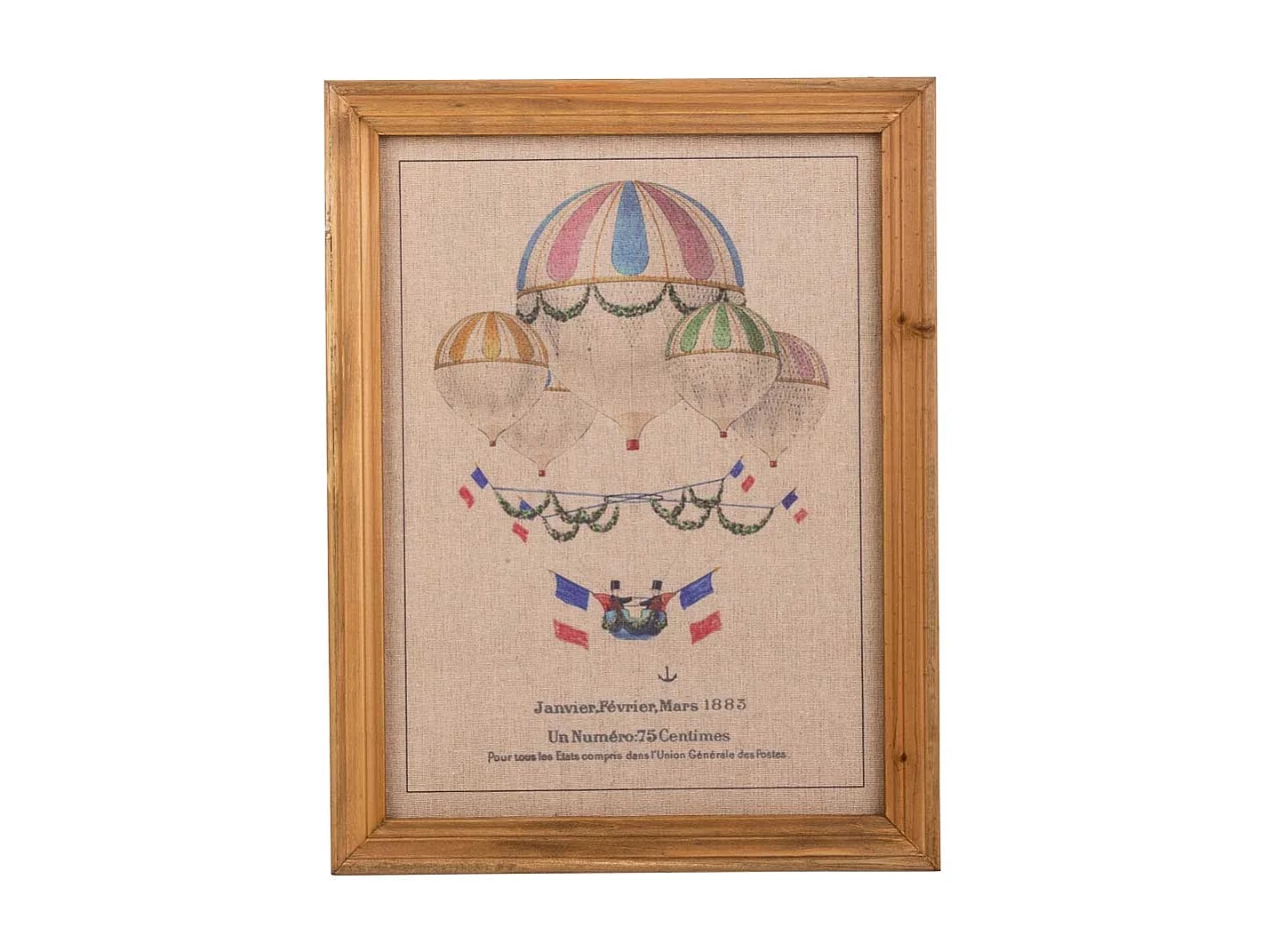 Quadro em madeira e tecido estampado 33x43x1,8