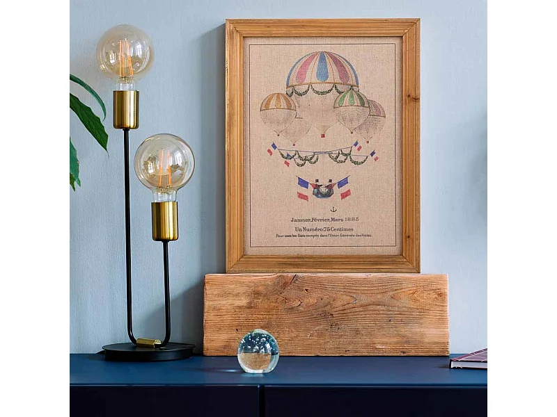 Holzmalerei und bedruckter Stoff 33x43x1,8h cm