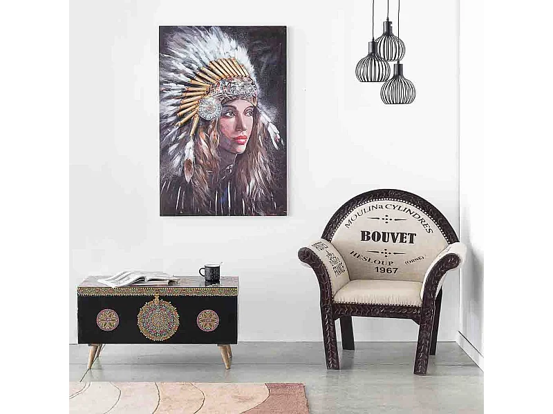 Cuadro pintado a mano con relieve gris 80x120x3