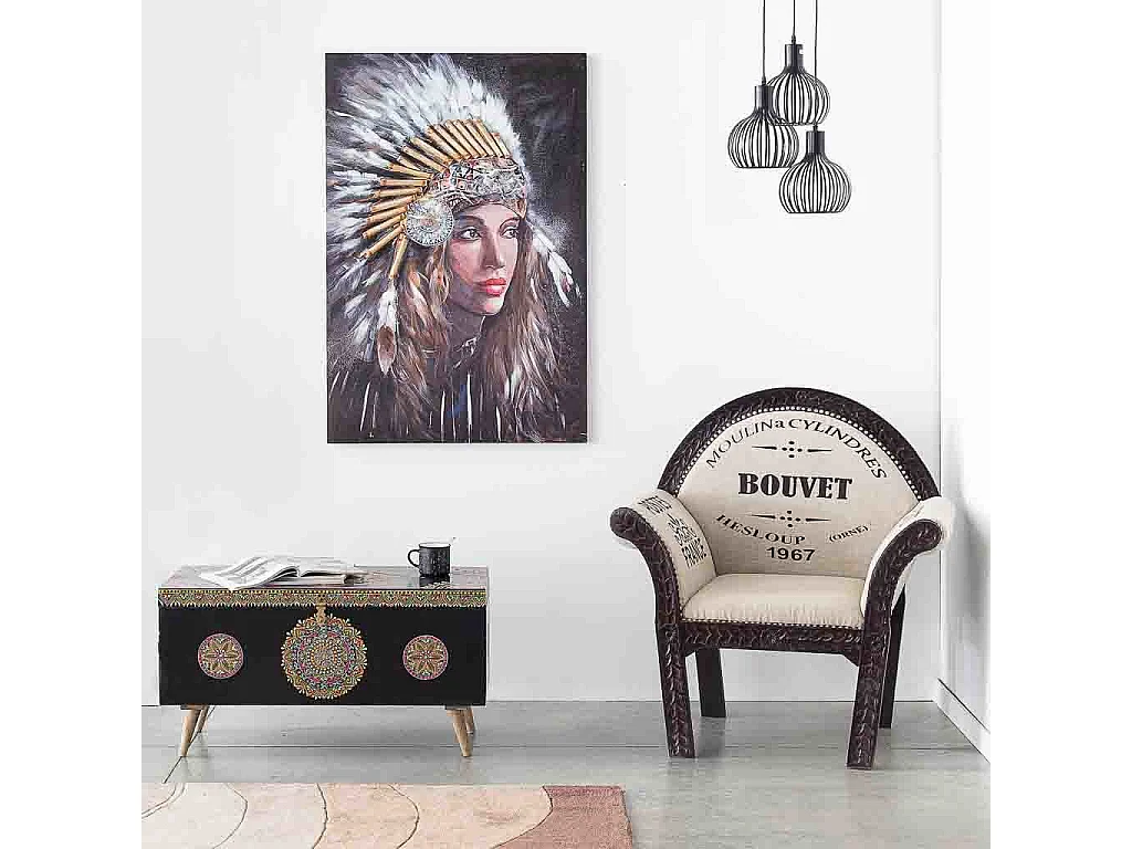 Cuadro pintado a mano con relieve gris 80x120x3