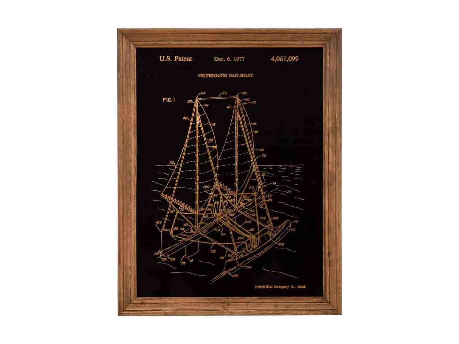 Goldfarbenes Holzbild 35x45x1,8h cm