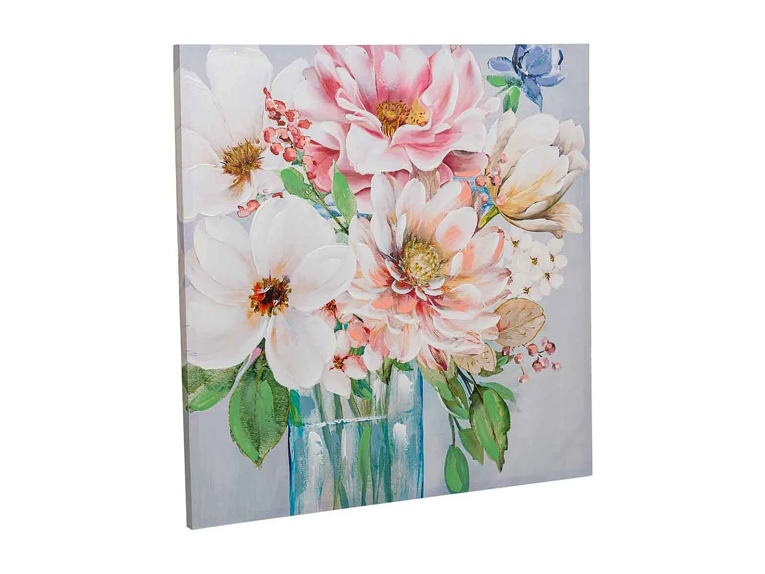 Cuadro pintado a mano con relieve multicolor 80x80x3h cm