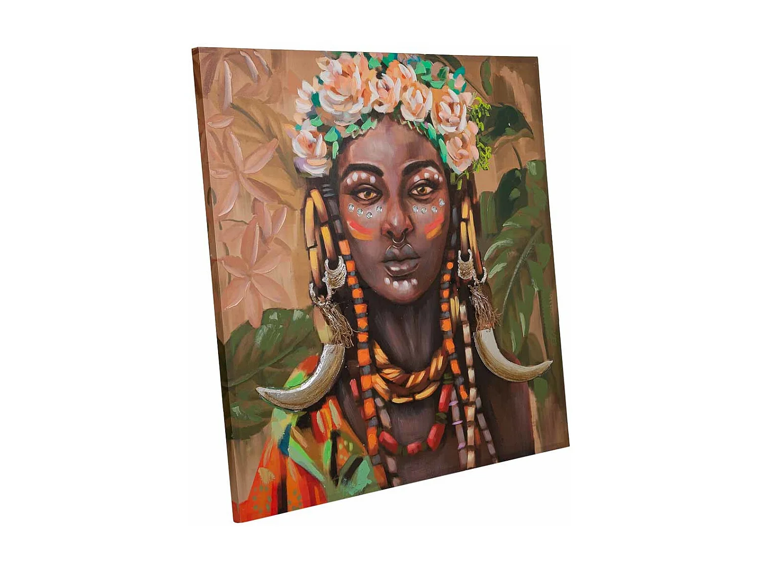 Pintura pintada à mão com relevo verde 100x100x3