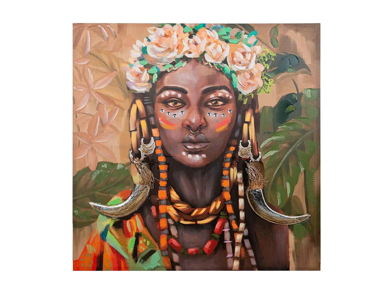 Pintura pintada à mão com relevo verde 100x100x3