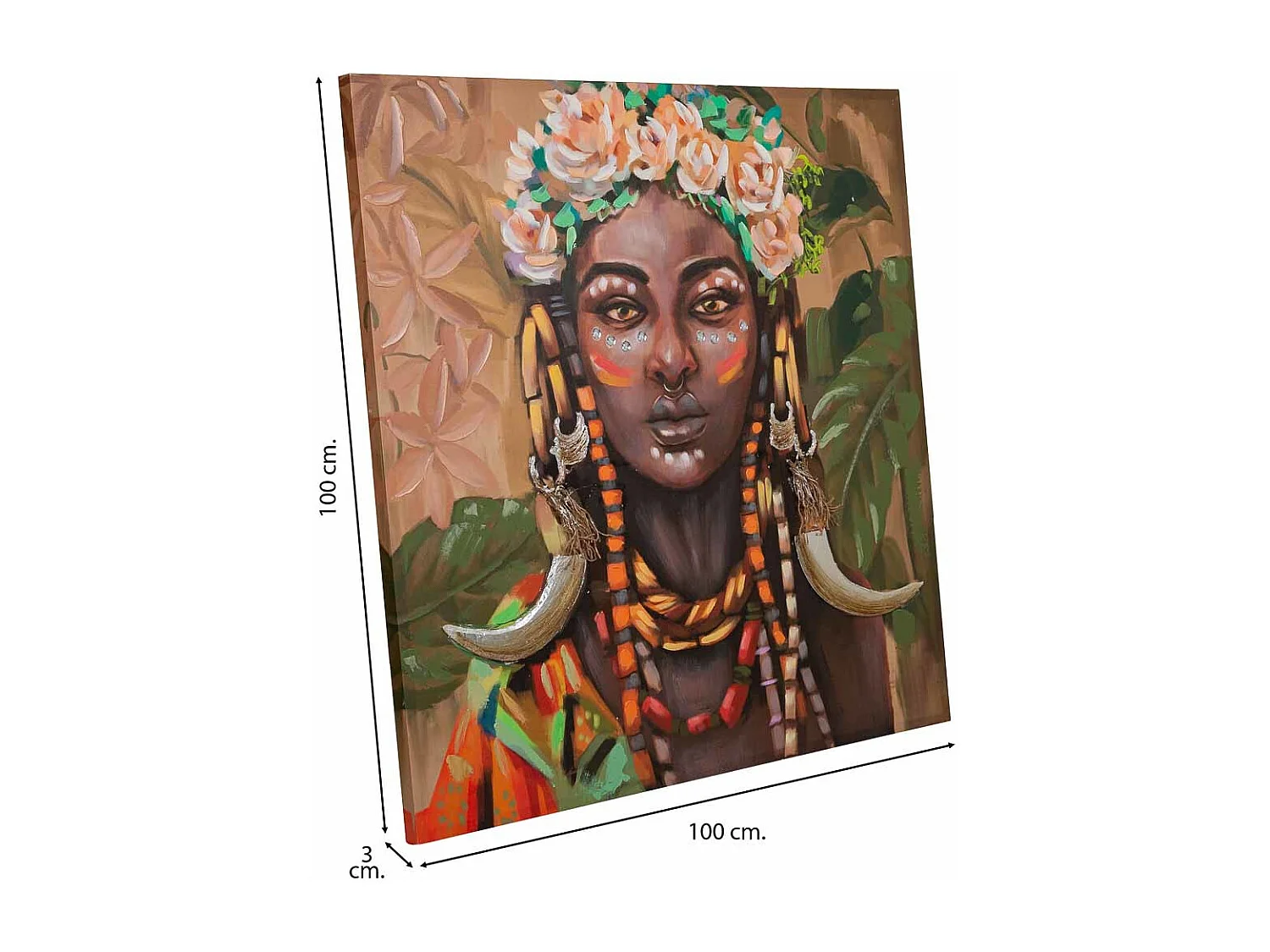 Pintura pintada à mão com relevo verde 100x100x3