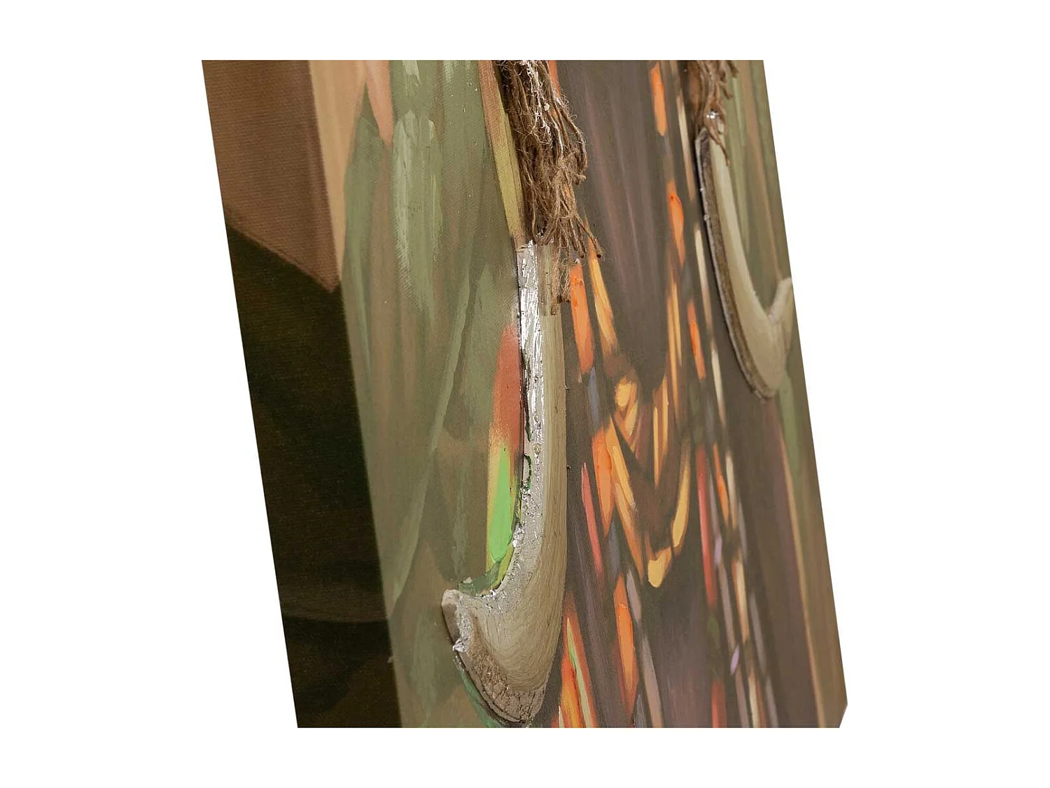 Pintura pintada à mão com relevo verde 100x100x3