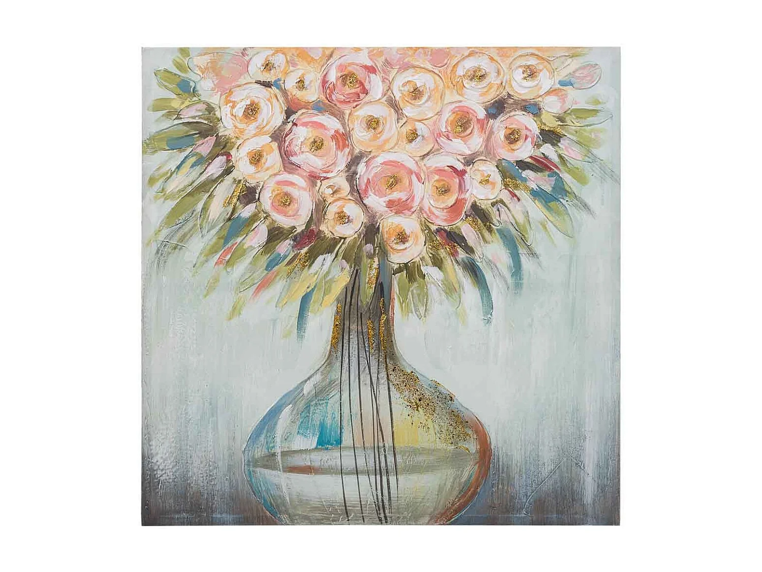 Pintura pintada à mão com relevo branco 80x80x3