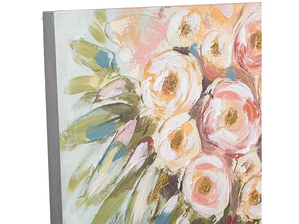 Pintura pintada à mão com relevo branco 80x80x3