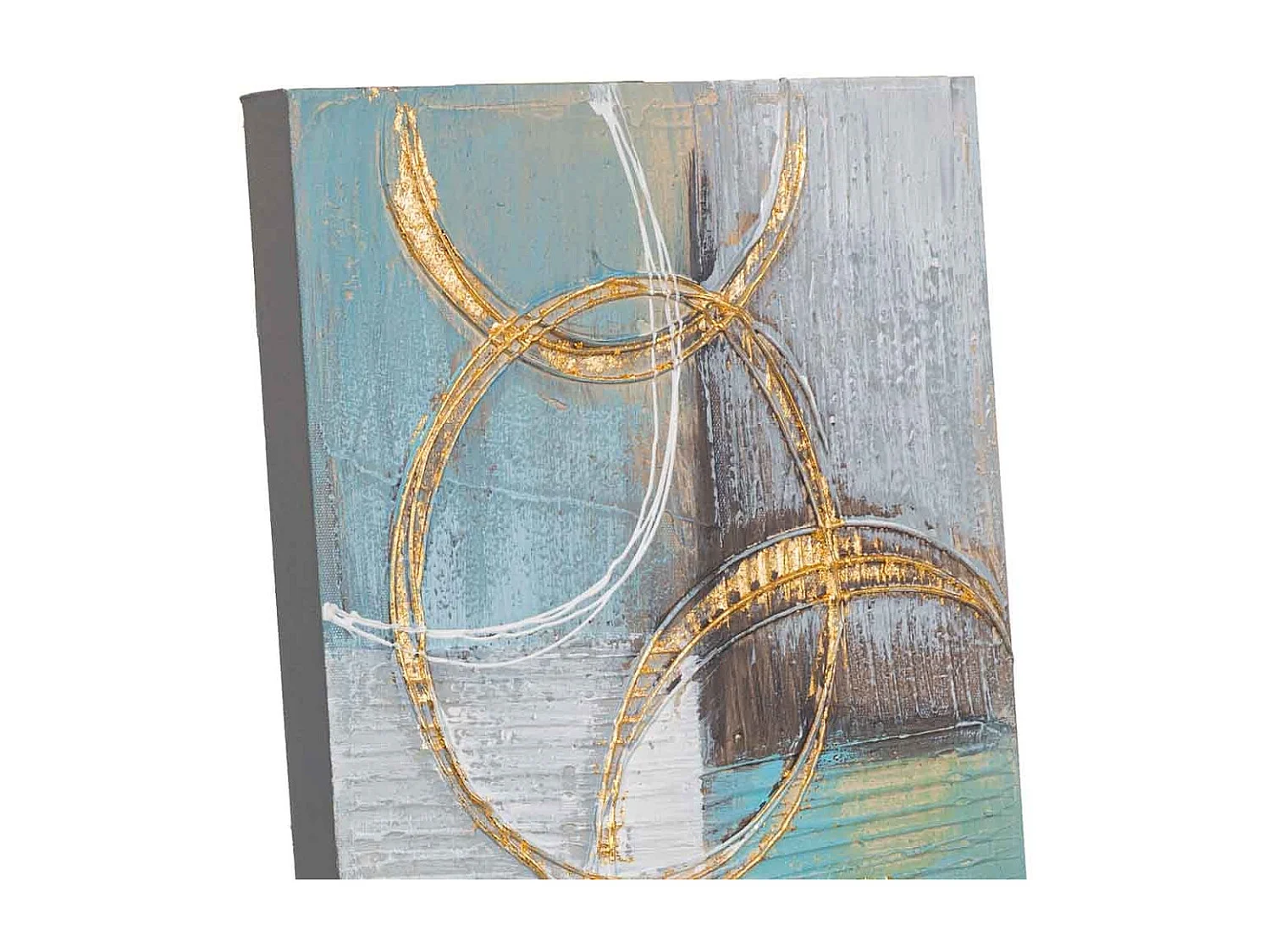 Pintura pintada à mão com relevo azul 30x90x3