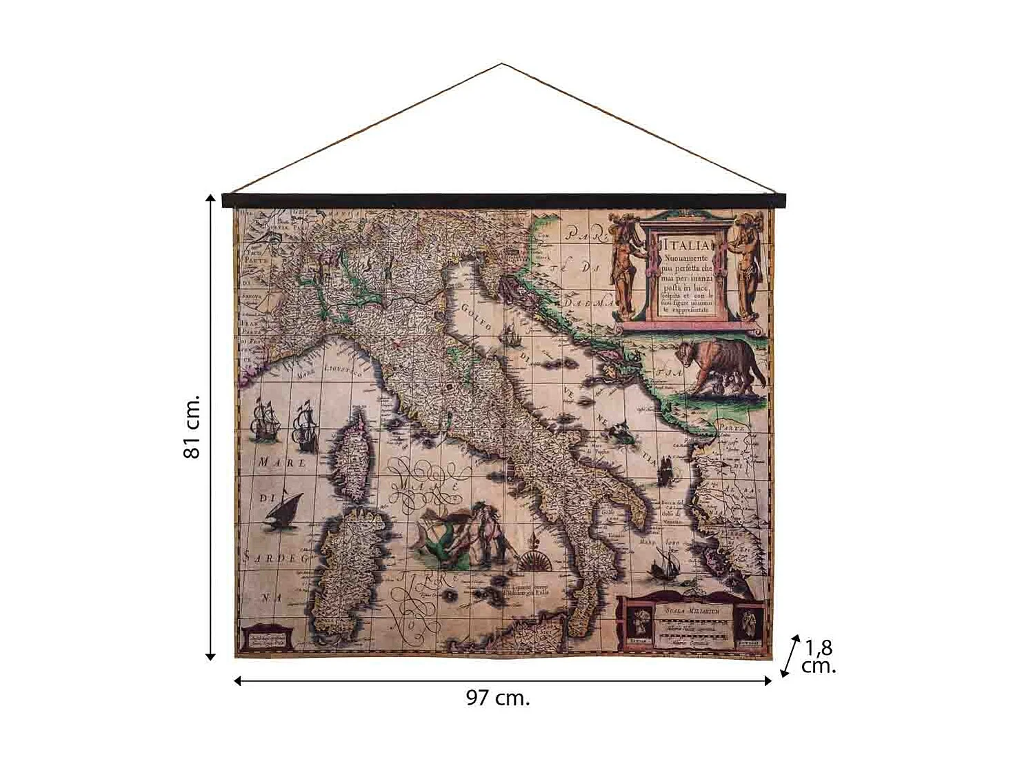 Toile parchemin imprimée sur tissu 97x81x1,8h